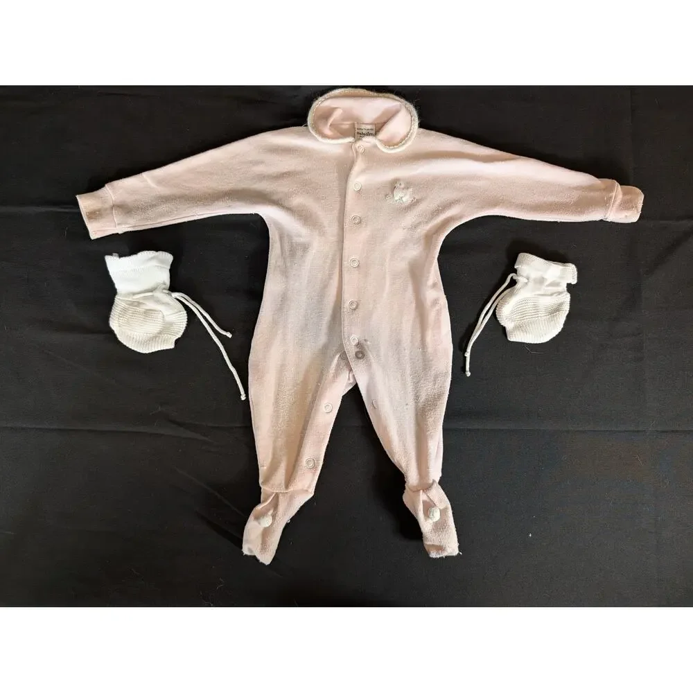 Vintage BabyGro by Karrot Baby Romper Set Newbornlbs Poodle  Booties 1950s